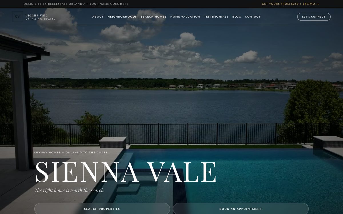 SV Luxury Group demo website built by ReelEstate Orlando